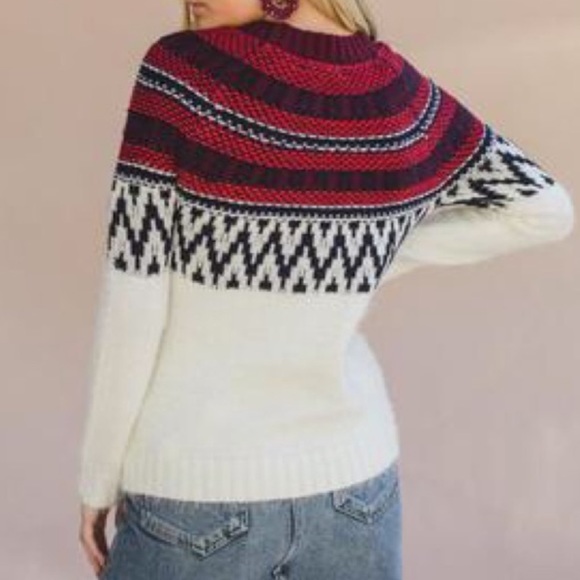 BB DAKOTA Sweater Play Flairisle Pattern Knit Raglan Long Sleeves Red Cr… - Picture 3 of 13